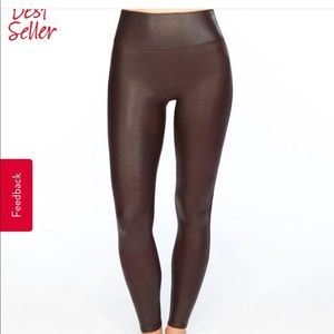 Spanx faux leather wine leggings